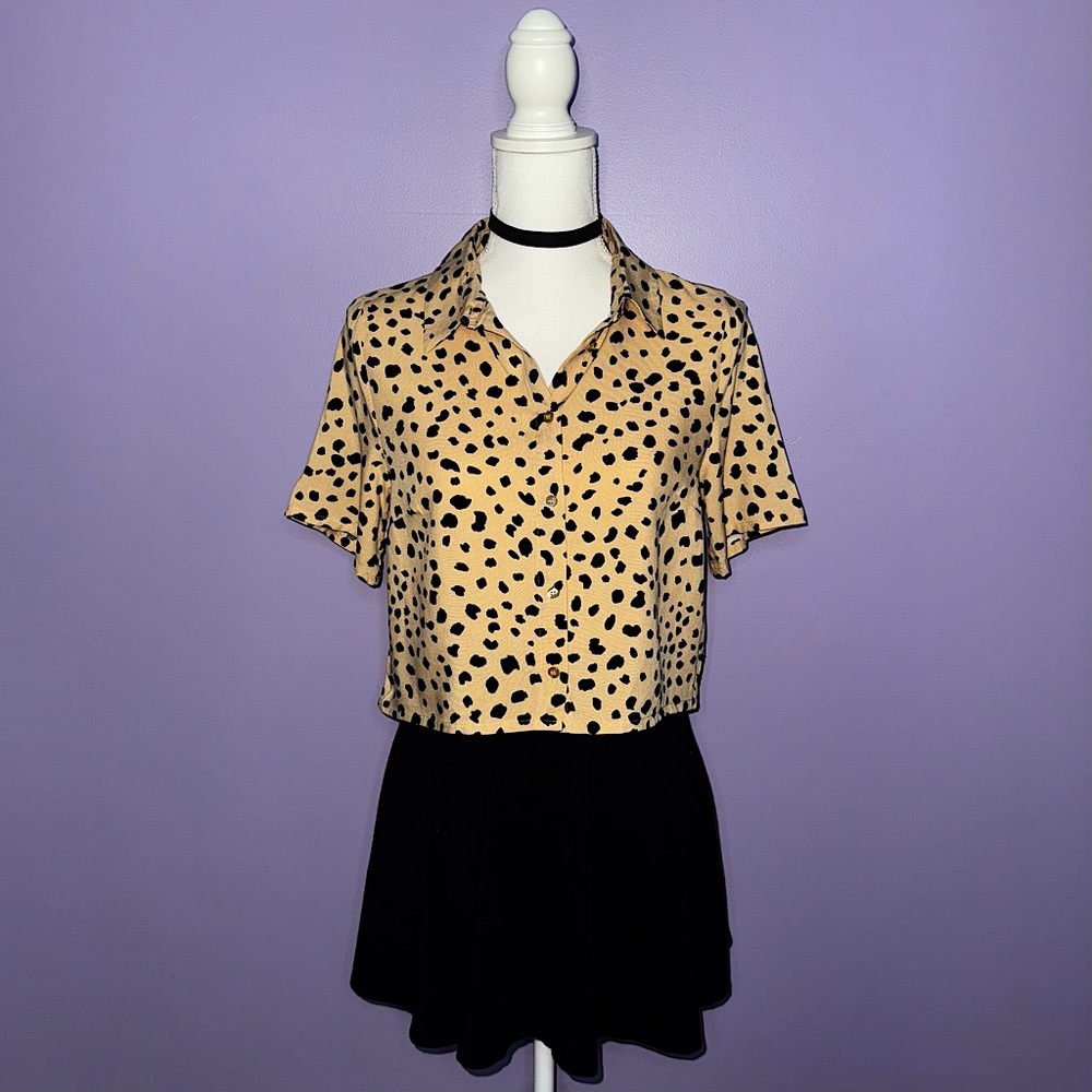 NWT Boutique Animal Print Cropped Blouse